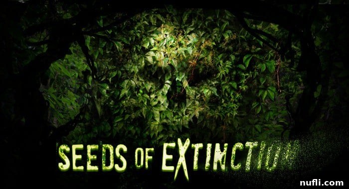 A foreboding poster for Seeds of Extinction, depicting monstrous plant life engulfing the world
