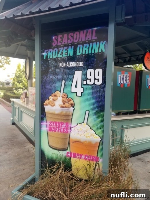 seasonal frozen drinks sign 