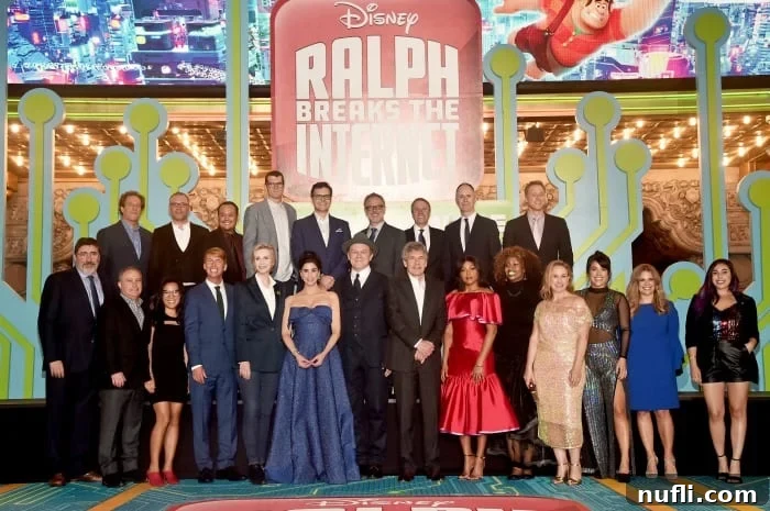 Ralph Breaks the Internet Premieres in Los Angeles 11 Cast photo of the voice actors and filmmakers for Ralph Breaks the Internet gathered at the premiere