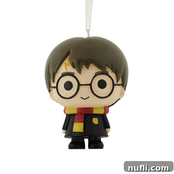 A festive collection of Hallmark Warner Bros. Harry Potter Christmas Ornaments, perfect for adding wizarding charm to holiday decorations.