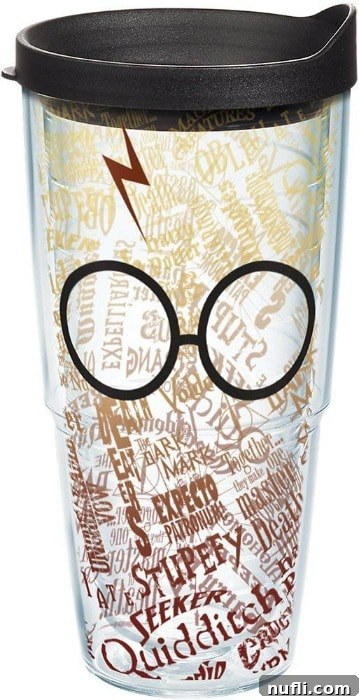 A durable Harry Potter Tervis Mug, featuring a vibrant design, ideal for keeping drinks at the perfect temperature for any fan.