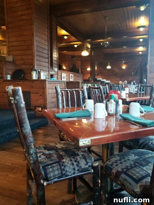 The Pines Resort - Bass Lake, California: A Video Tour 6 Rustic chairs and wood tables in Ducey's on the Lake restaurant