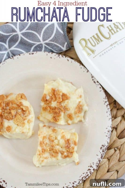 4 ingredient rumchata fudge over a plate with pieces of fudge on it