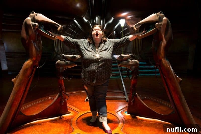 Tammilee poses on the Captain Marvel set, experiencing the magic of movie production firsthand.