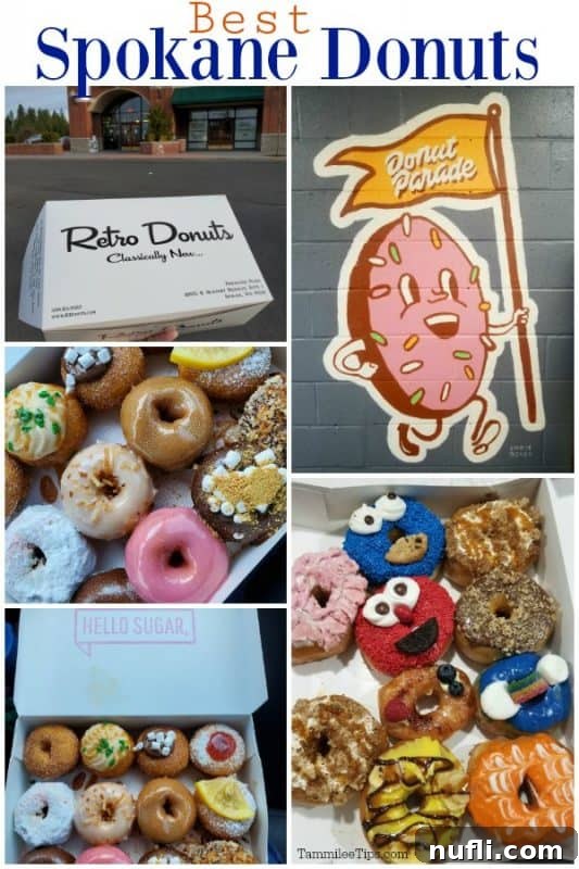 Best Spokane Donuts over a collage of donut photos 