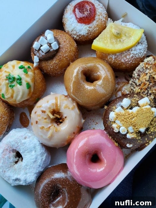 mini donuts in a white box