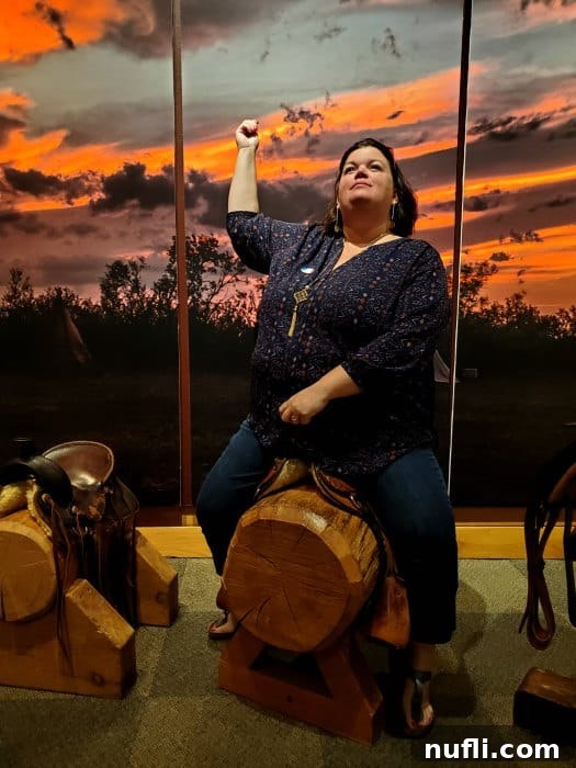 tammilee on a wooden saddle