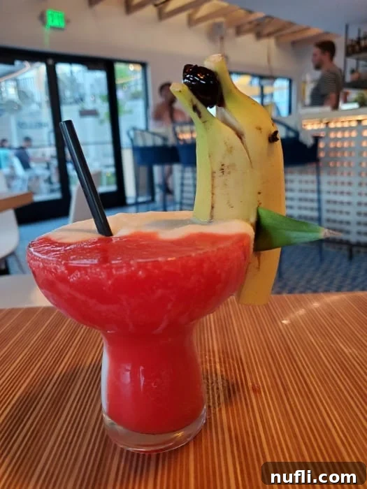 miami vice cocktail with dolphin banana 
