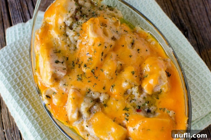 crockpot chicken and dressing in a small bowl on a cloth napkin