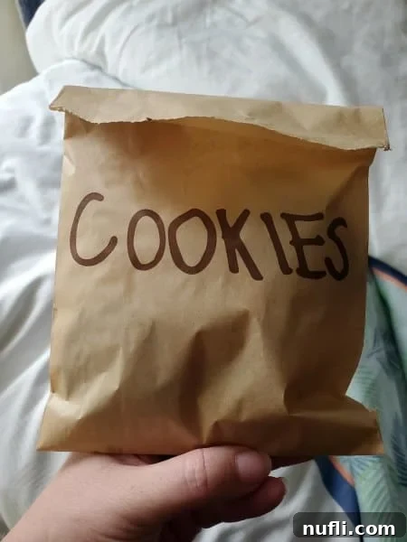 cookies in a brown paper bag