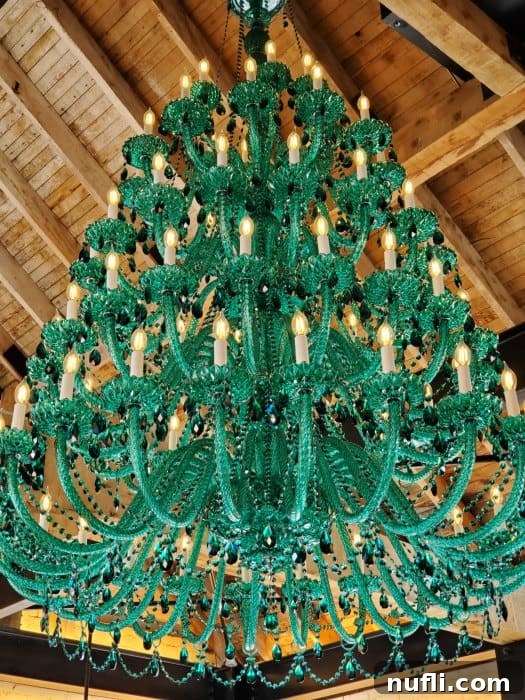 Green Swarovski chandelier hanging