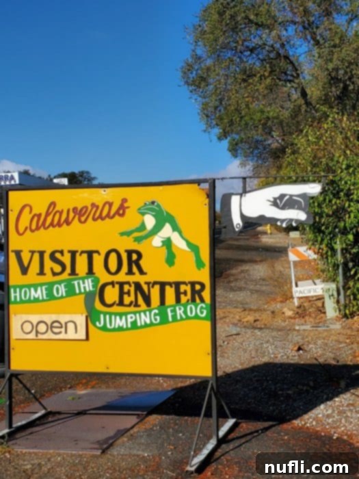 Calaveras Visitor center home of the jumping frog sign