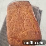 banana bread in a white baking dish.