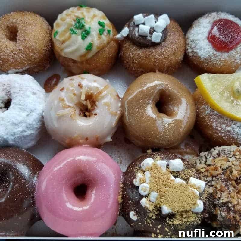 Box of colorful mini donuts from Hello Sugar