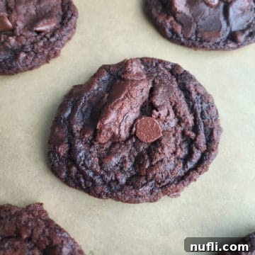 Brownie Mix Cookies on parchment paper