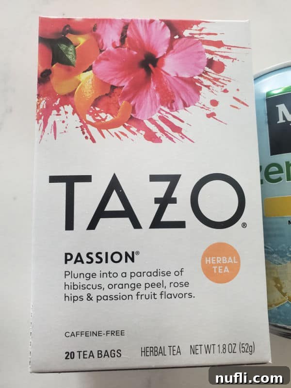 Recreate Starbucks Passion Tea Lemonade 5 Tazo passion tea box