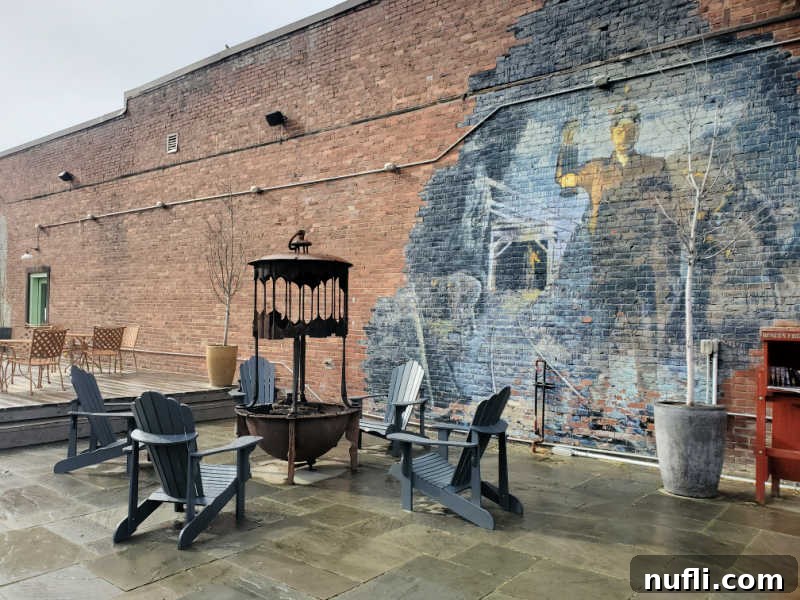 coal workers mural in Roslyn Yard at Basecamp Books and Bites