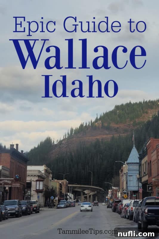 Epic guide to Wallace Idaho over a photo looking down the main street. 
