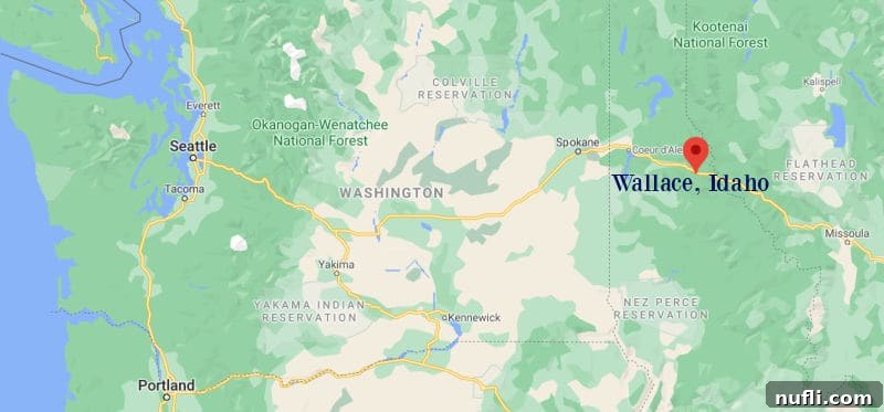 map showing where Wallace Idaho is 