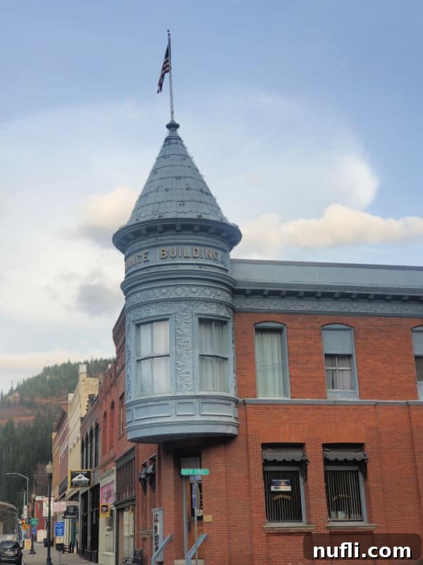 histori building with blue castle like structure out the side of it 