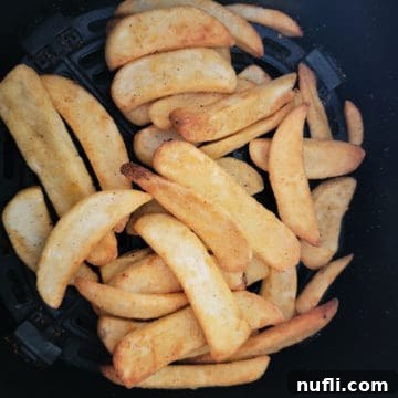 air fried french fries in an air fryer basket