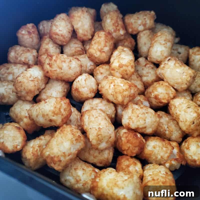 air fried tater tots in the air fryer basket