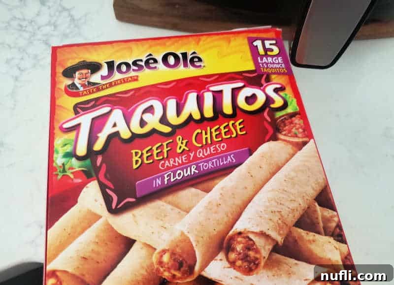 Perfectly Crispy Frozen Taquitos in the Air Fryer 3 Jose Ole Taquitos beef and cheese box.