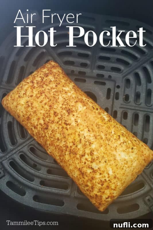 Crispy Air Fryer Hot Pockets 2 Air Fryer Hot Pocket cooking in an air fryer basket, showing its crispy exterior