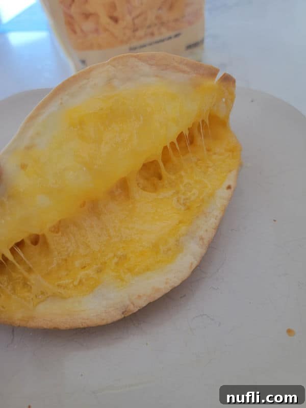 Crispy Air Fryer Quesadillas 7 melted cheese in a air fried quesadilla.