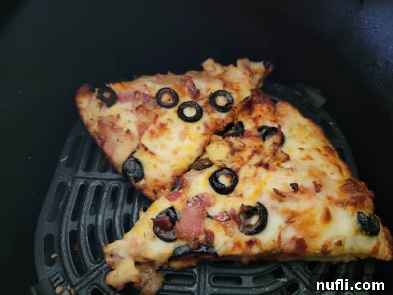 leftover pizza in the air fryer basket