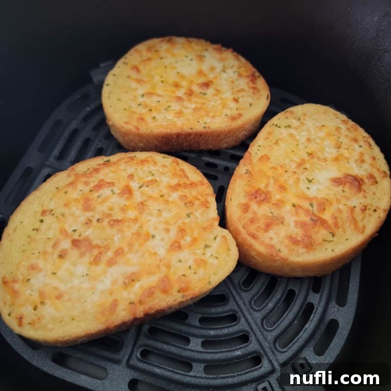 Air Fryer Texas Toast in the air fryer basket