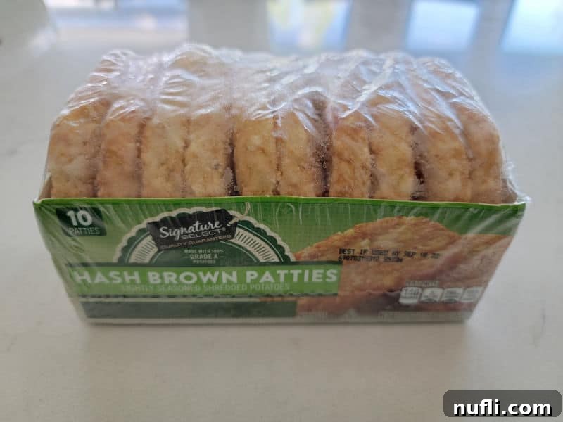 package of frozen hashbrown patties