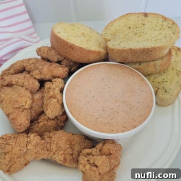 a white bowl filled with sauce, garlic bread, and chicken pieces