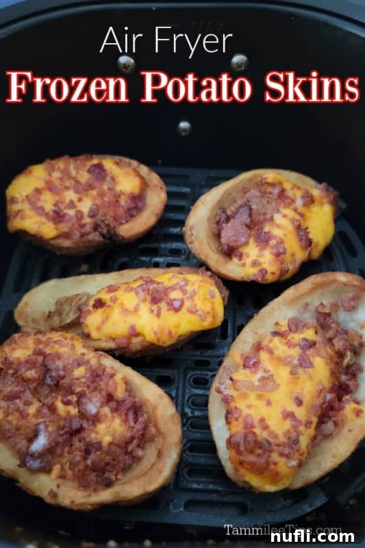 Air fryer frozen potato skins over air fried potato skins in the air fryer basket