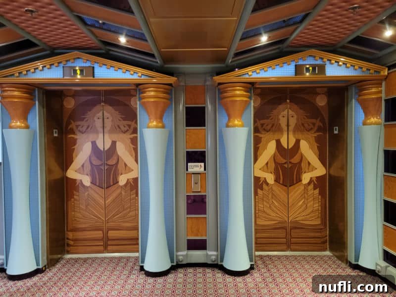 elevators with decorative painting on them 