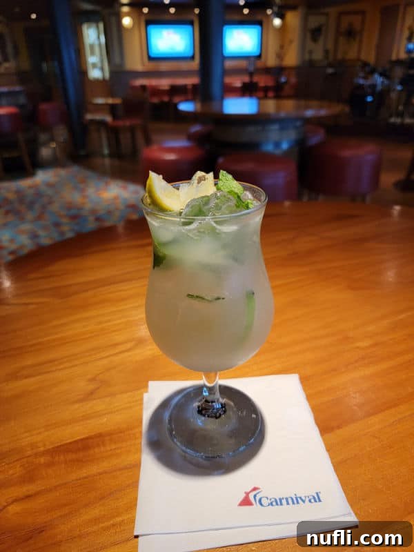 Ting mojito on a Carnival napkin in the Red Frog Pub 