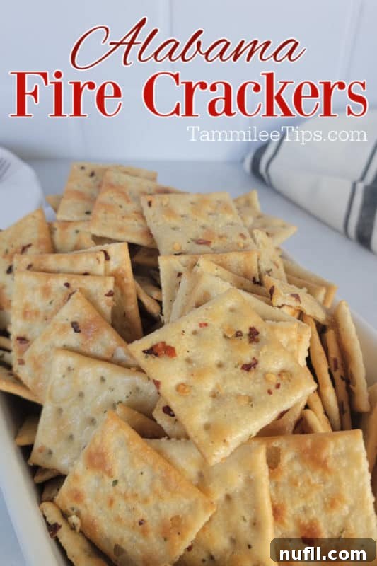 A bowl overflowing with perfectly seasoned Alabama Fire Crackers, highlighting their spicy, ranch-infused coating.