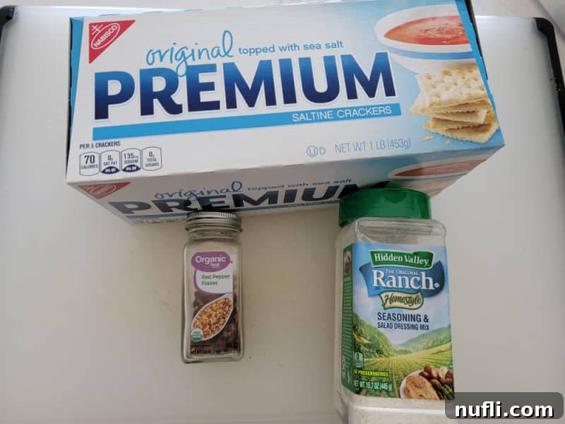 Southern Firecracker Snaps 3 Alabama fire crackers ingredients saltines, red pepper flakes, ranch seasoning