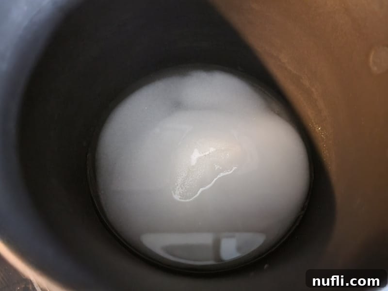 Granulated sugar and water combined in a saucepan, beginning to dissolve for sugared cranberries