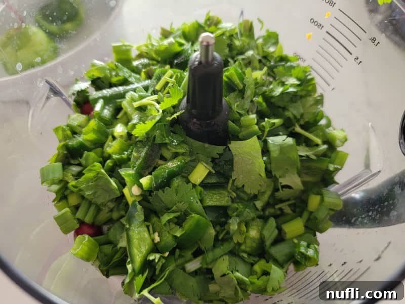 cilantro, lime, green onion, and cranberries in a blender for cranberry salsa