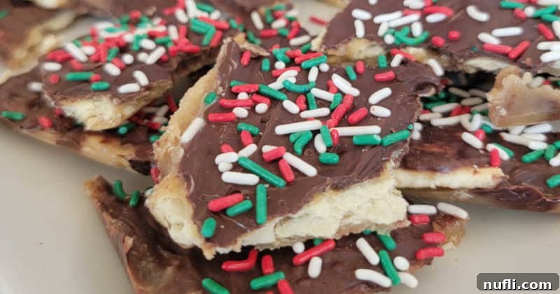 Irresistible 4 Ingredient Christmas Crack 13 Christmas Crack Saltine Toffee with holiday sprinkles