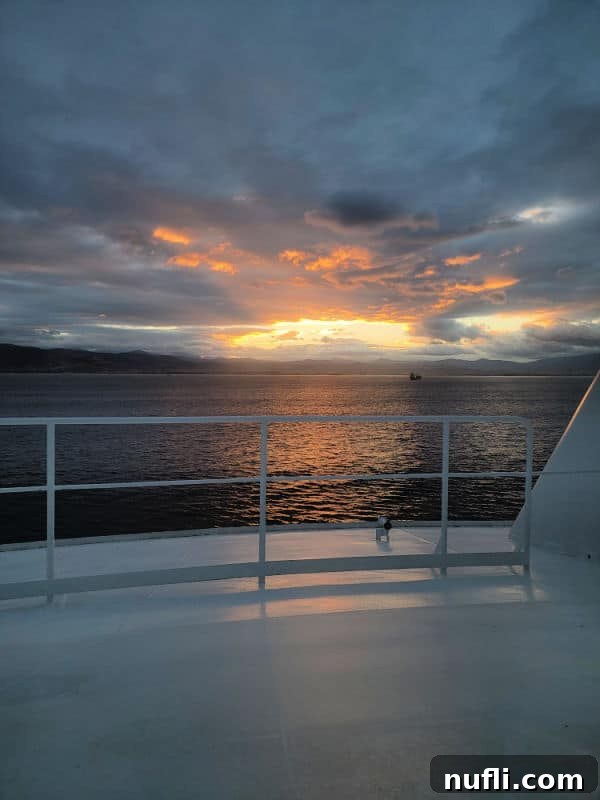 cloudy sunset from the cruise ship deck 