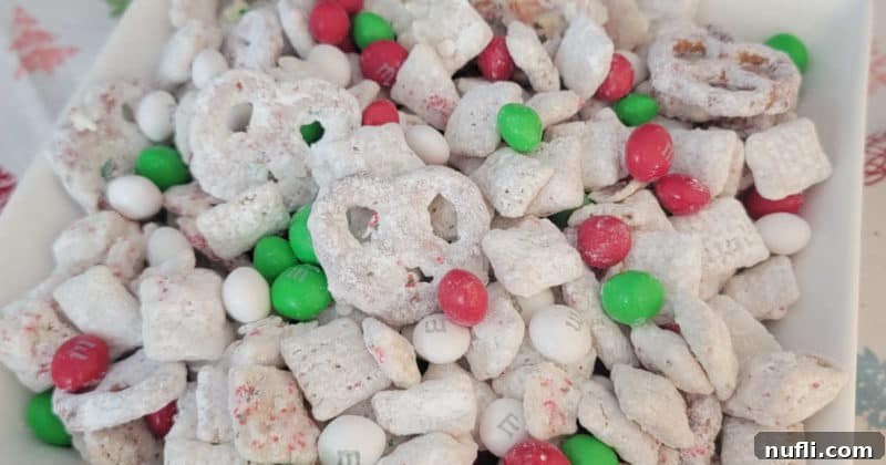 Reindeer Chow in a white bowl