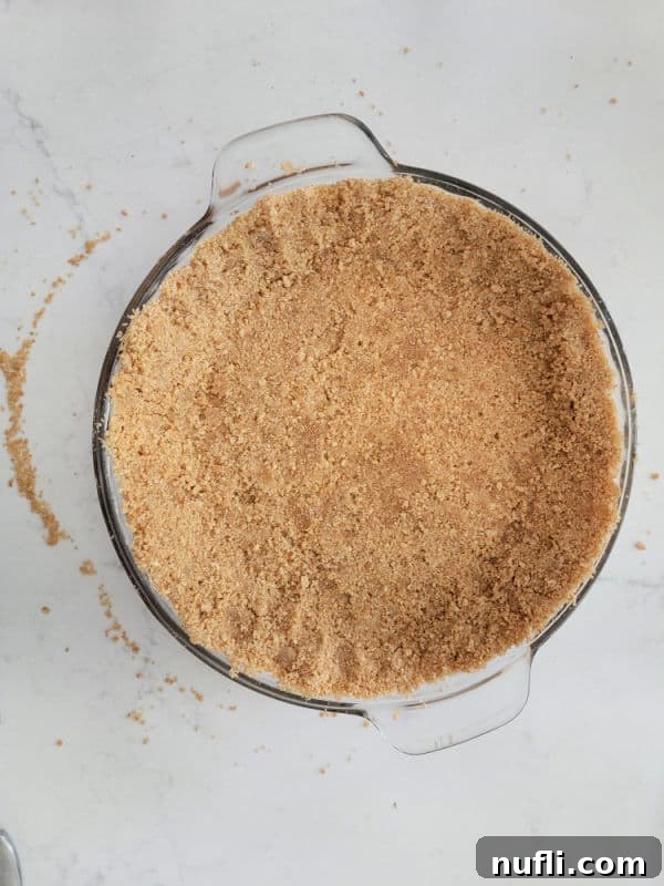 Graham Cracker Crust in a glass pie pan