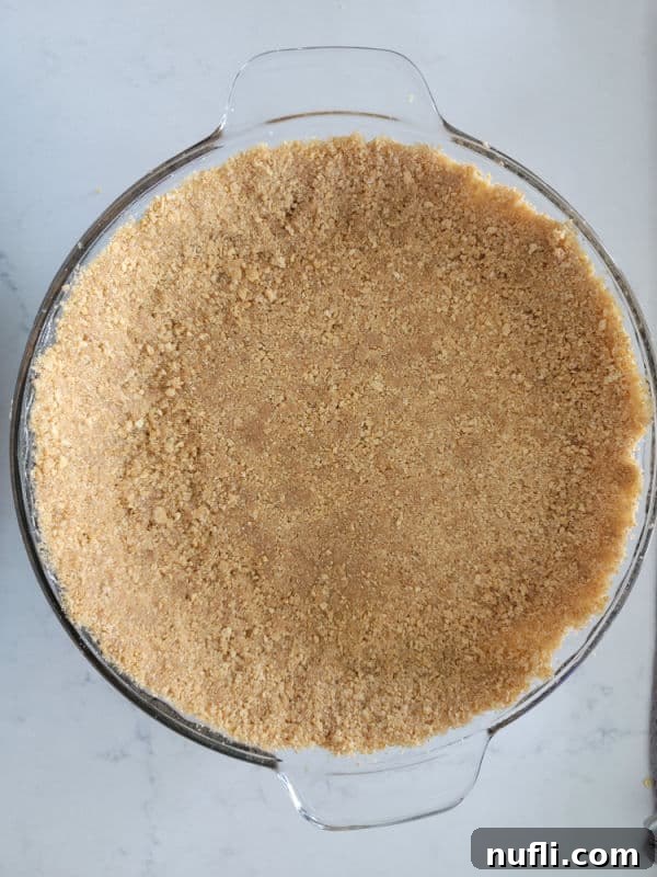 Graham Cracker Crust in a glass pie pan