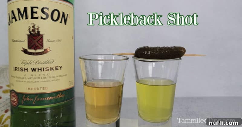 Pickleback shot next to a bottle of Jameson Irish Whiskey