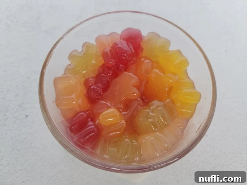 Tipsy Teddies 10 Gummy bears in a glass bowl