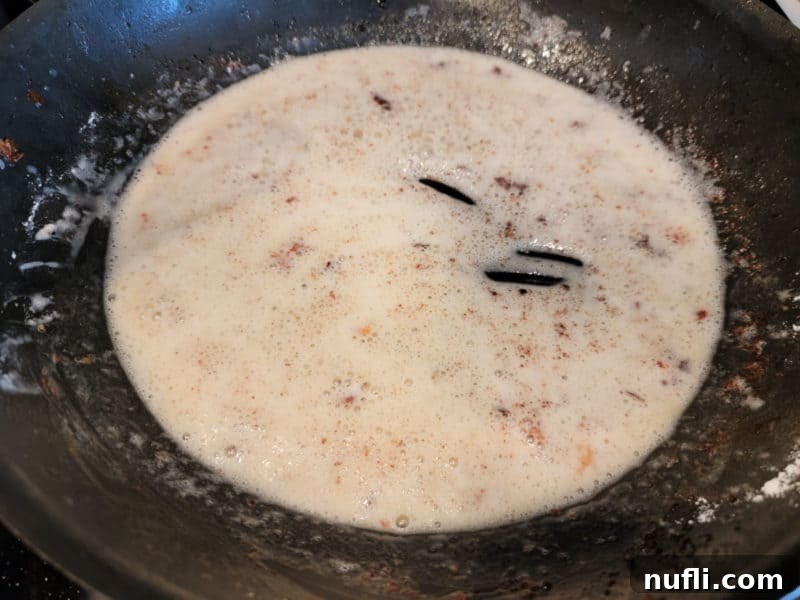 Bacon grease and flour in a skillet
