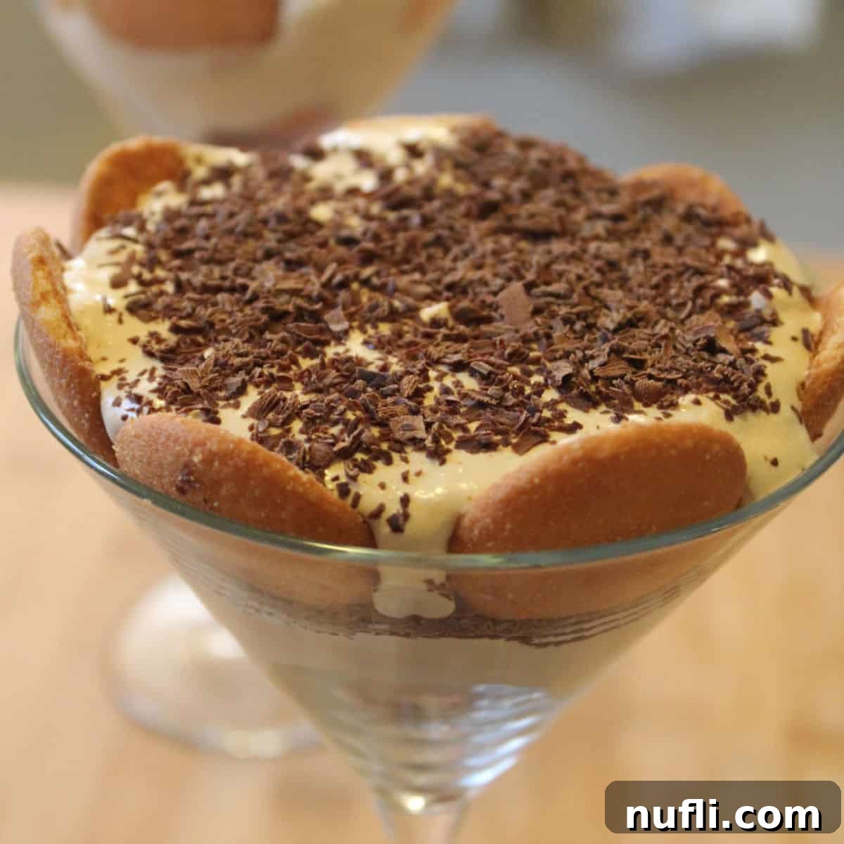 Easy Tiramisu in a martini glass