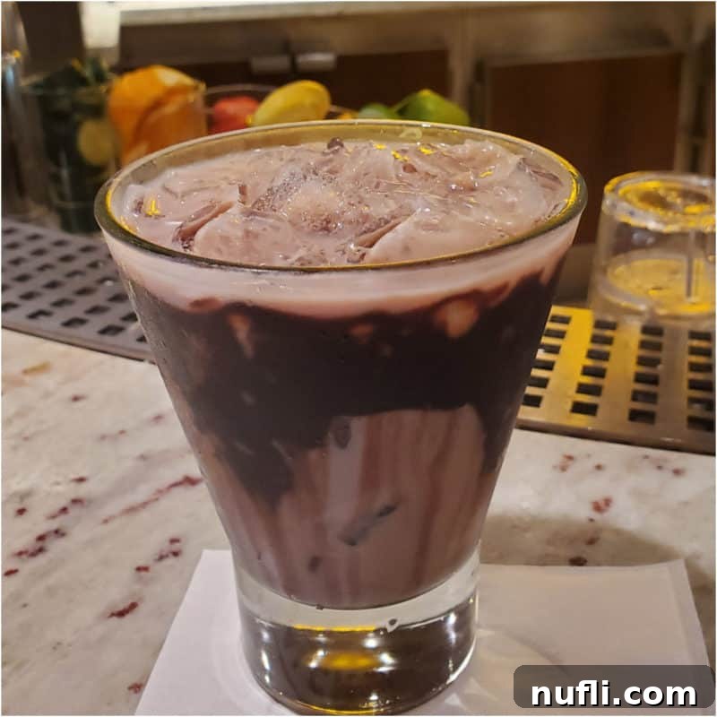 Chocolate coated glass with Deal Closer cocktail.